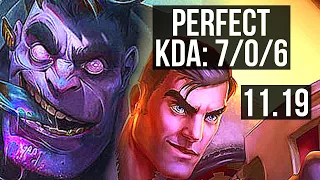 DR. MUNDO vs JAYCE (TOP) | 7/0/6, Godlike | KR Diamond | v11.19