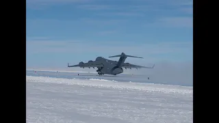 Boeing C-17A Globemaster III taking off from Wilkins Ice runway in Antarctica (1080p)