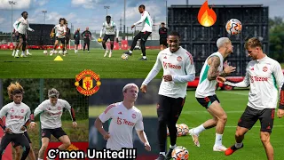 {video} Man United training today 🔥, ready for Spurs!! Martial, Hojlund, Maguire, Mount, Bruno.