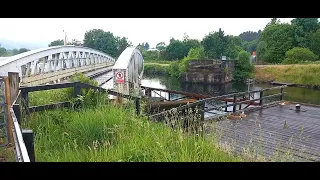 Banavie rail and road swing Bridges in action. Bottom of Neptune's staircase. Caledonian canal.