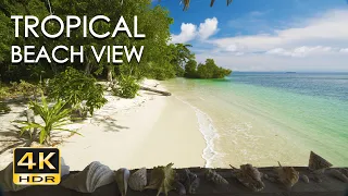 4K HDR Tropical Beach View - Relaxing Ocean Wave Sounds - Balcony Vista - Ultra HD Nature Video