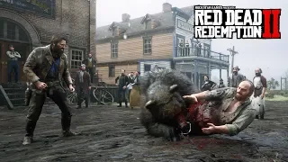 Bear Attacks Big Guy Tommy in Bar Fight (PC)- Red Dead Redemption 2
