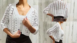 CHAQUETA O CÁRDIGAN CORTO A CROCHET || TUTORIAL ||