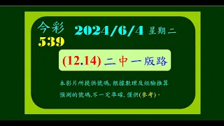 今彩   6月4日  星期二   (12 14)二中一+(近期)版路