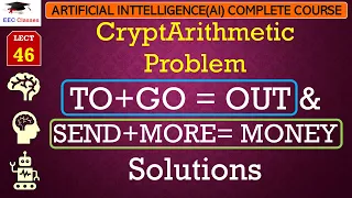 L46: CryptArithmetic Problem in Artificial Intelligence | TO+GO = OUT & SEND+MORE= MONEY Solutions