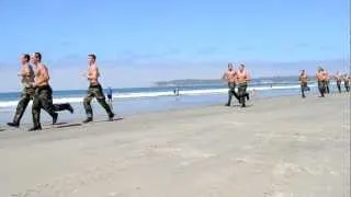 Navy Sailors Running on Coronado Beach