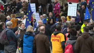 Anti-Brexit protesters gather in Parliament Sq ahead of rally