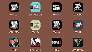 GTA Liberty City Stories,GTA Vice City,Grand Theft Auto 3 Mobile,GTA San Andreas,GTA Chinatown Wars