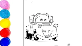 Mater From Pixar Car ...||Easy Drawing||Let's Colour Mater From Pixar Car