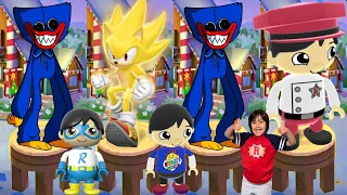 Tag with Ryan vs Poppy Playtime Huggy Wuggy Run vs Sonic Dash - All Characters Unlocked No Jumpscare