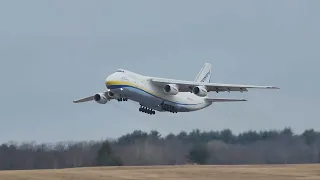 Antonov AN-124 takeoff and disappearing into the clouds. ✈️ ⛅️