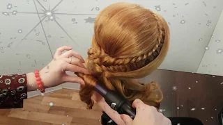 Хвост из локонов низкий и объемный с косичками Прическа  Volumized Ponytail В школу Новый год