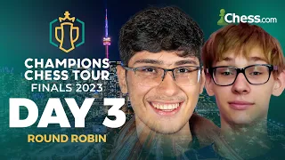 Champions Chess Tour Finals 2023 Day 3 | Magnus v Wesley & Fabiano v Hikaru Battle to Top The Table