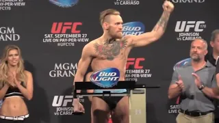 Conor McGregor vs Dustin Poirier UFC 178 Weigh-in (gets heated)