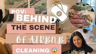 A day in the life of an Airbnb Cleaner 😱💰#airbnbcleaning #airbnb #airbnbfinds #cleantok #cleaning