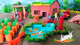 Diy mini Farm Diorama with house for Cow, Pig I Mini Hand Pump Supply Water Pool for Animal #2