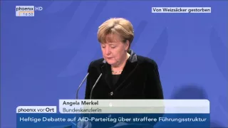 Statement Angela Merkel zum Tode von Richard von Weizsäcker am 31.01.2015