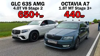 OCTAVIA A7 1.8T vs Mercedes GLC 63s vs BMW X3 M40D Stage 2 TIGUAN Sportline 2.0T vs TIGUAN R ГОНКА