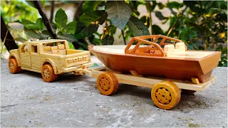 Ford raptor and speed boat wooden toy cars DIY - WOODWORKING