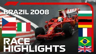 2008 Formula 1 Brazilian Grand Prix | Final 2 laps in 8 different languages