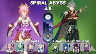 Spiral Abyss 3.8 | C0 Yae Barbara Taser & C0 Alhaitham Hyperbloom | Floor 12-9stars | Genshin Impact