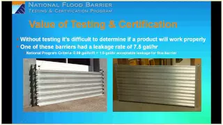 Flood Barrier Testing and Certification Program Webinar