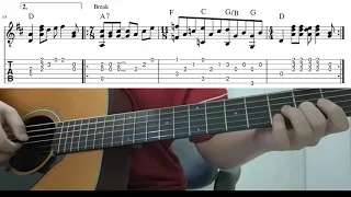 Here Comes The Sun (The Beatles)  - Easy Fingerstyle Guitar Playthough Lesson With Tabs