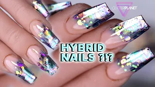 💫 PETROL effect Nails design ACRYLIC & GEL NAIL FOILS | Coffin shape | Glitter OMBRE #nailtutorial