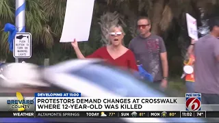 Protestors demand changes at a dangerous crosswalk