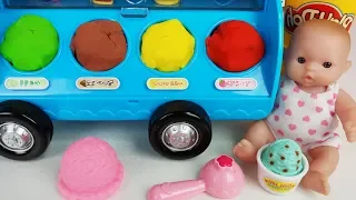 Baby Doll and Play doh Ice Cream car toys shop play 자꾸만 먹고 싶은 콩순이네 달님이 아이스크림자동차 뽀로로 아기상어 놀이 - 토이몽