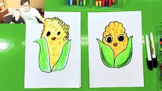 Рисуем КУКУРУЗУ веселую для детей урок рисования от РыбаКит
