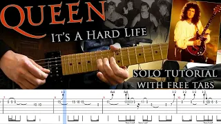 Queen - It's A Hard Life guitar solo lesson (with tablatures and backing tracks)