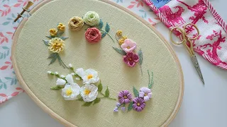 프랑스자수 l 4월의 입체꽃자수 Three-dimensional flower embroidery in April