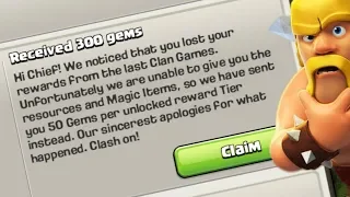 WHAT IF YOU LOST CLAN GAME REWARDS ? 300 GEMS FROM SUPERCELL ,CLASH OF CLANS INDIA