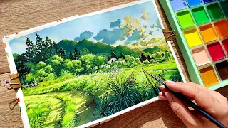 Unlock the Magic of Ghibli Landscape Painting with Himi Gouache