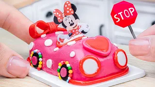 Awesome Miniature MINNIE MOUSE Car Cake Decorating | Perfect Miniature Fondant Cake By Yummy Bakery