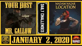 JANUARY 2, 2020 || DAILY CHALLENGES ➕ MADAM NAZAR LOCATION || RED DEAD REDEMPTION 2 ONLINE