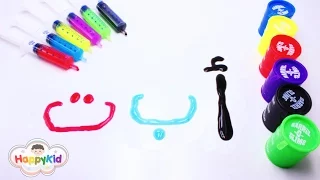 تعلم الحروف الابجدية العربية بالسلايم السائل | معجون السلايم | ابجدهوز | Learn Arabic Alphabet