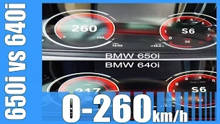 2015 BMW 650i F13 450 HP vs 640i F12 320 HP 0-260 km/h Acceleration BATTLE!