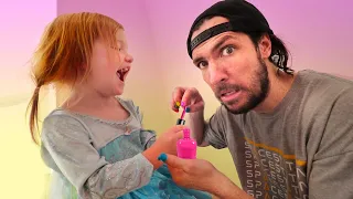 Adley Princess Makeover!! Surprise Dad with his FIRST manicure!