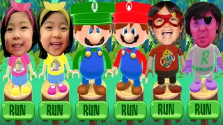 Tag with Ryan - Kaji Family Real Life Costumes vs Super Mario Bros and Luigi