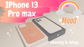 🍏IPHONE13 PRO MAX UNBOXING +SETUP + 🦋ACCESSORIES | aesthetic    #iphone13promax #amidreaming2054