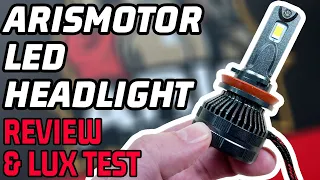 CHEAP and very BRIGHT!  ARISMOTOR LED Headlight Review and Lux Test