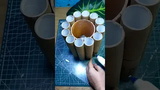 Diy Flower Vase using small cardboard roll #short #recycle  #recyclecraftideas