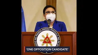 'There should be only one opposition candidate in 2022,' says Robredo