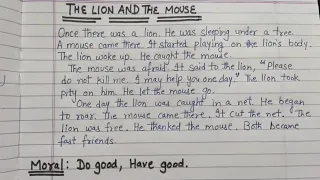 THE LION AND THE MOUSE STORY🦁🐁||STORIES🐁🦁🐭 🤗||ENGLISH STORIES🐁🐯 🤗||BEAUTIFUL ENGLISH HANDWRITING 🤗❤️