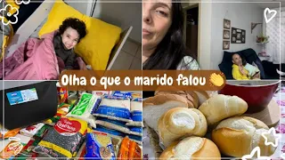 MARIDO SOLTOU O VERBO|NOSSA CESTA BÁSICA DE MILHÕES CHEGOU🙏FIZ UM CAFÉ JANTA|ROTINA familia|virtuosa