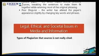 Legal, Ethical and Societal Issues in Media and Information Literacy