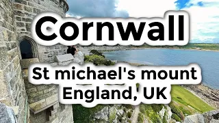 St michael's mount Cornwall England, UK - Historic castle and island walking tour, dji mini 3 pro 4K