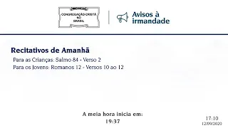 Culto Online CCB 12/09 2020 - 18:00